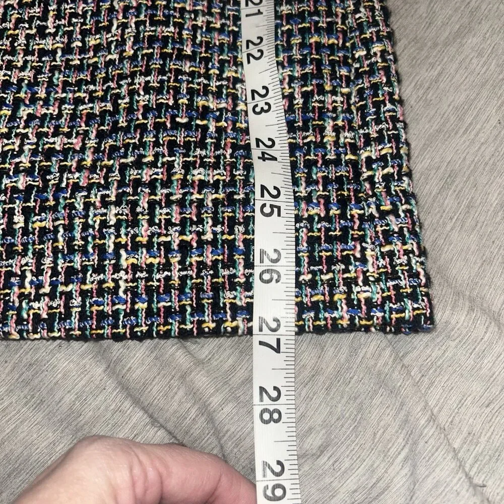 J.Crew Multicolored Metallic Tweed  V-neck Fringed Career Chic Sheath Dress Sz 4